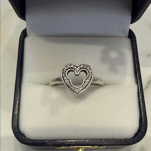Sterling Silver Mickey Enchanted Disney Heart Ring with Crystal Accents